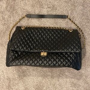 Large Luxury Quilted Duffle Luggage Travel Overnight Bag w/ Chain